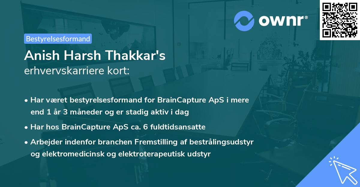 Anish Harsh Thakkar's erhvervskarriere kort