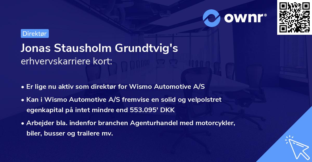 Jonas Stausholm Grundtvig's erhvervskarriere kort