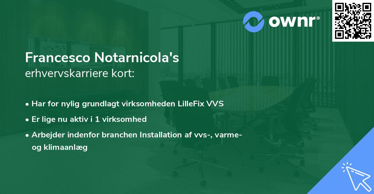 Francesco Notarnicola's erhvervskarriere kort