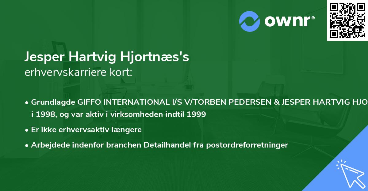 Jesper Hartvig Hjortnæs's erhvervskarriere kort