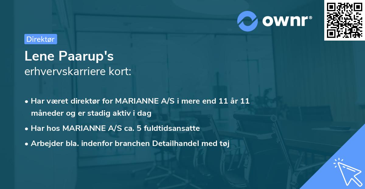 Lene Paarup's erhvervskarriere kort