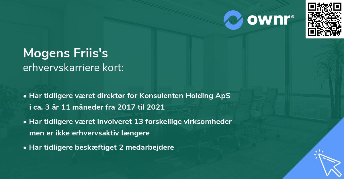 Mogens Friis's erhvervskarriere kort