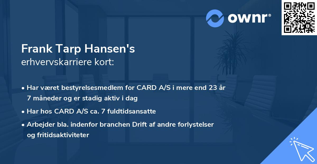 Frank Tarp Hansen's erhvervskarriere kort