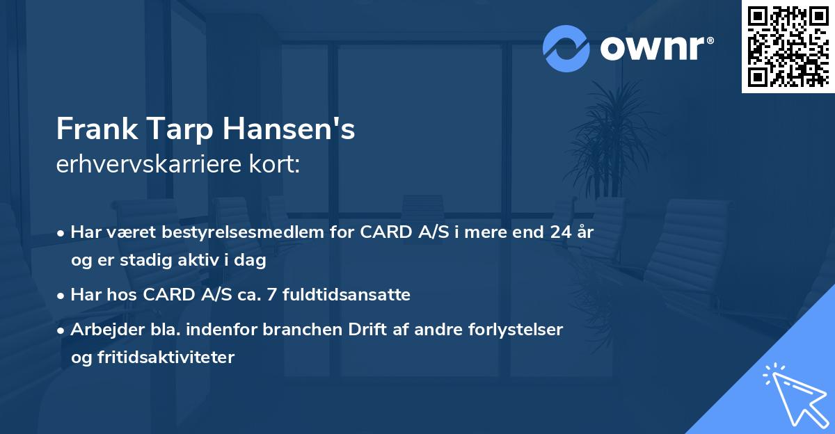 Frank Tarp Hansen's erhvervskarriere kort