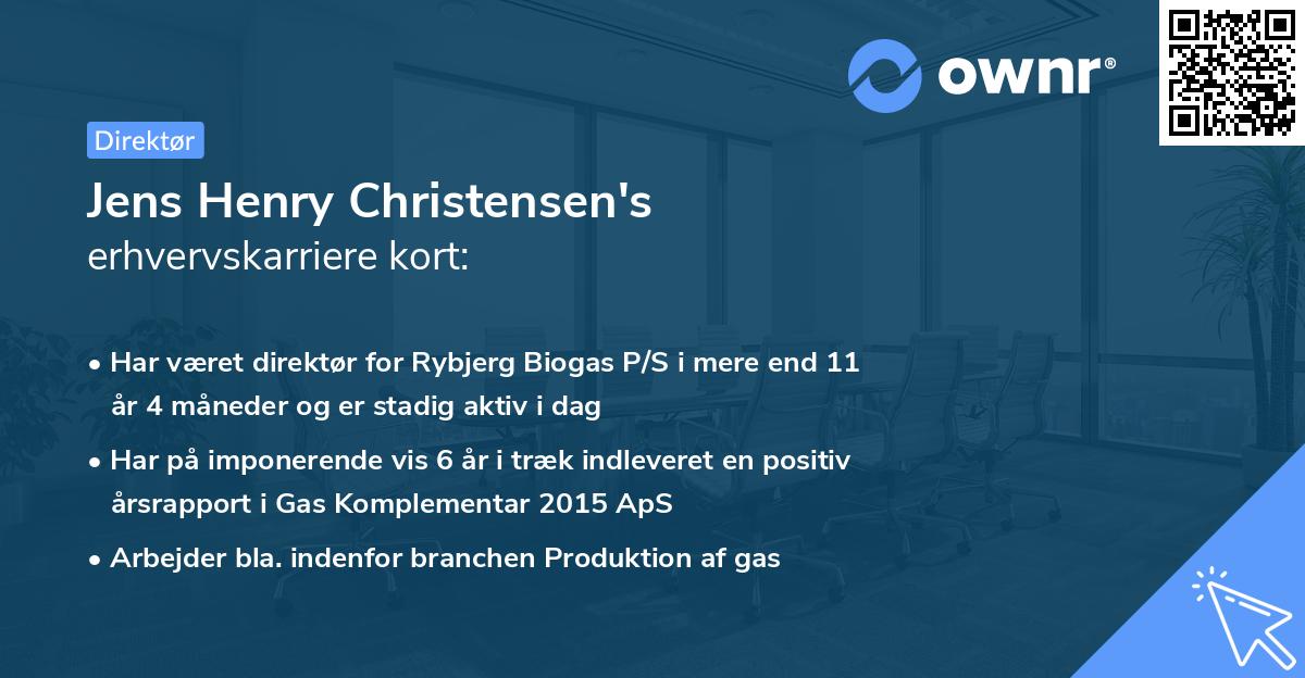 Jens Henry Christensen's erhvervskarriere kort