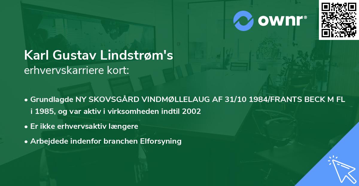 Karl Gustav Lindstrøm's erhvervskarriere kort