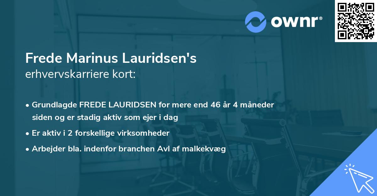 Frede Marinus Lauridsen's erhvervskarriere kort