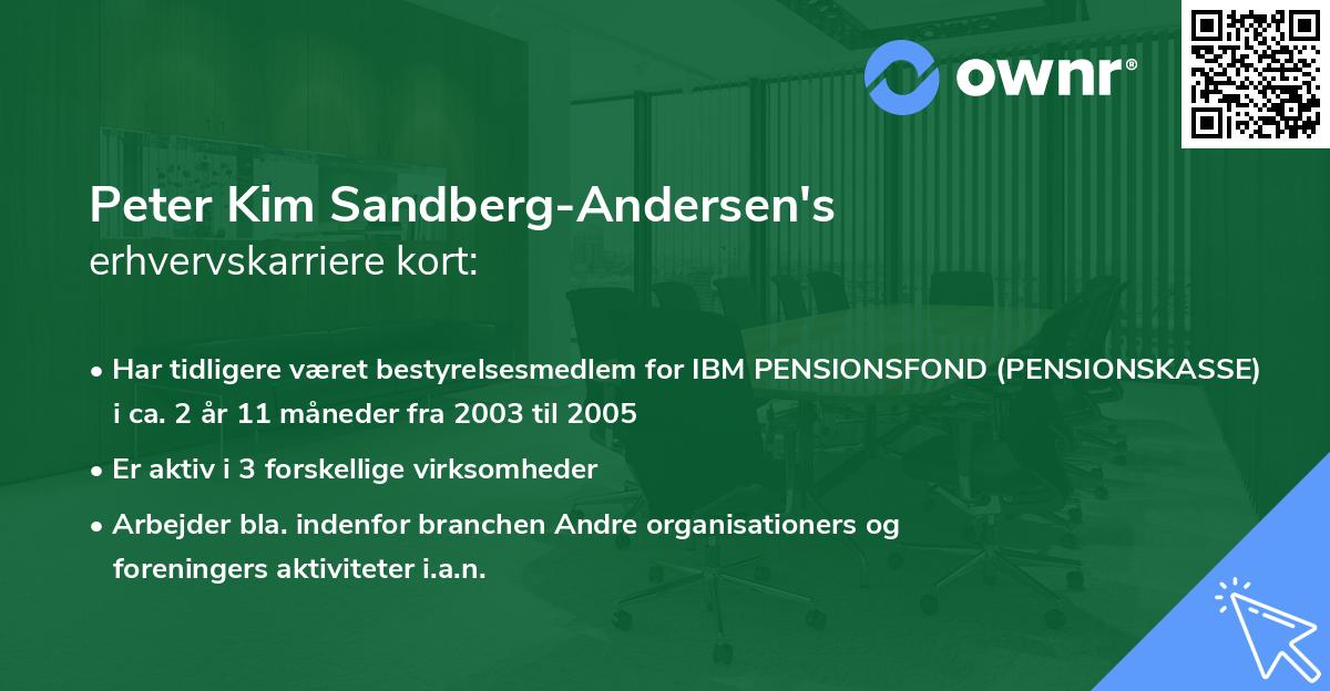 Peter Kim Sandberg-Andersen's erhvervskarriere kort