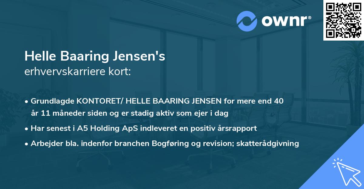 Helle Baaring Jensen's erhvervskarriere kort