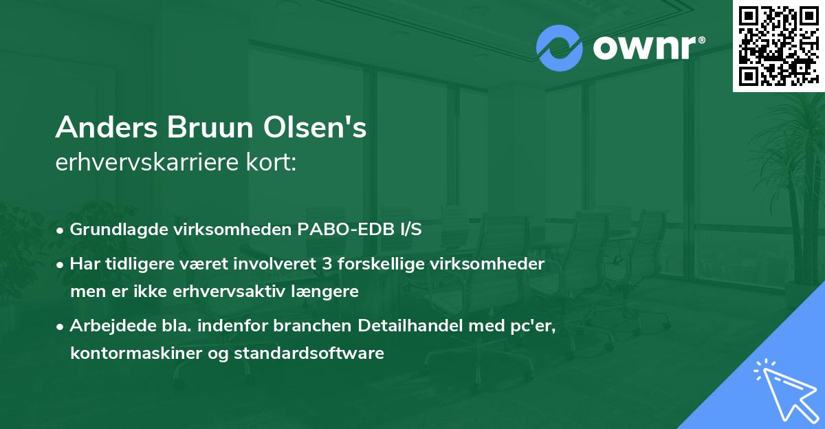 Anders Bruun Olsen's erhvervskarriere kort