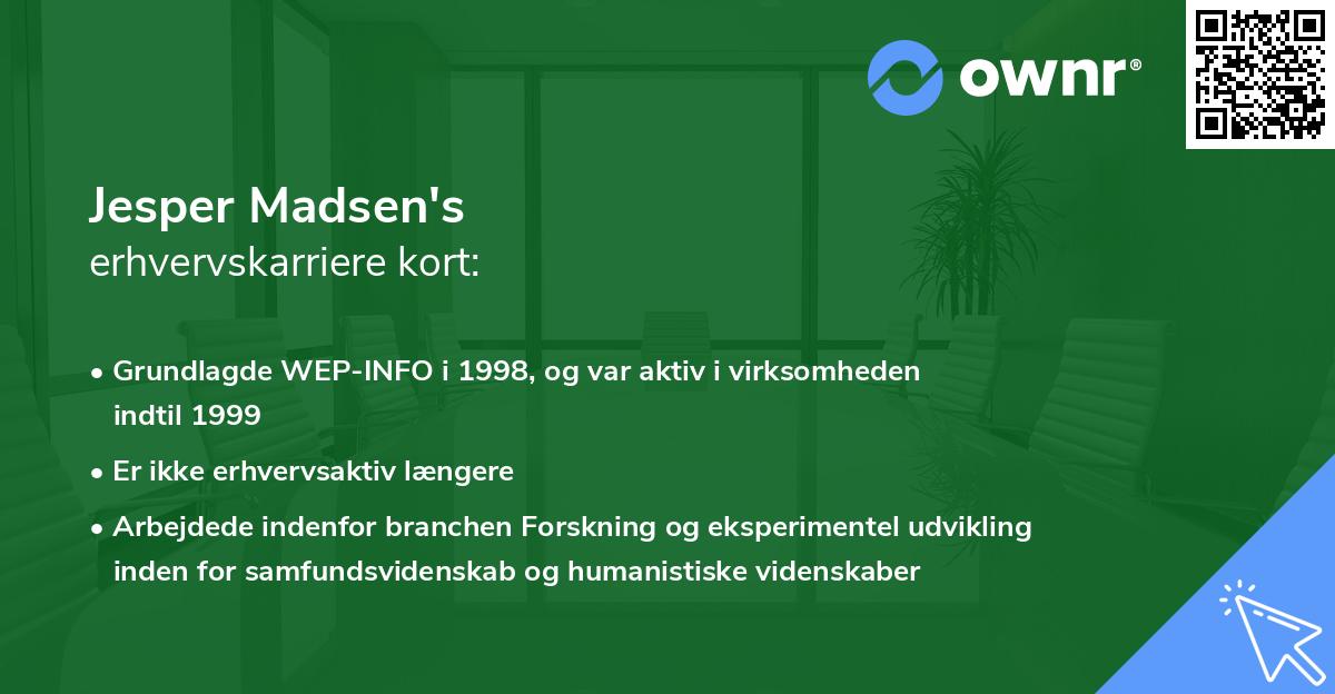 Jesper Madsen's erhvervskarriere kort