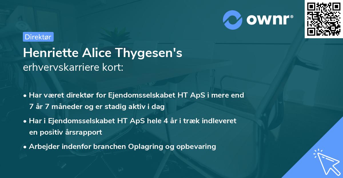 Henriette Alice Thygesen's erhvervskarriere kort