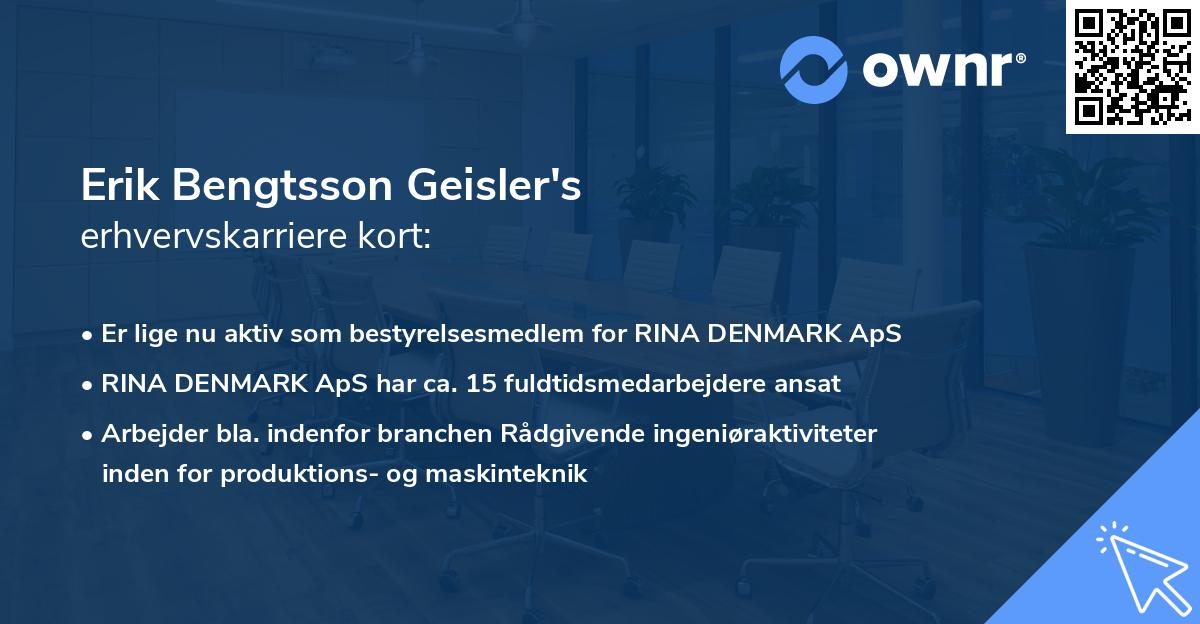Erik Bengtsson Geisler's erhvervskarriere kort