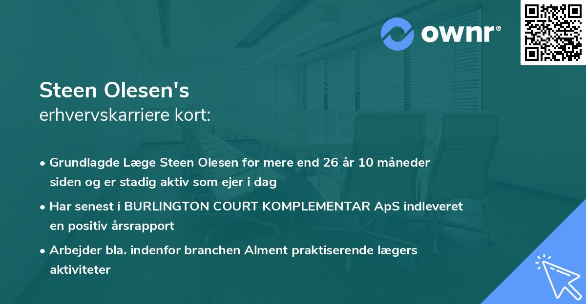 Steen Olesen's erhvervskarriere kort