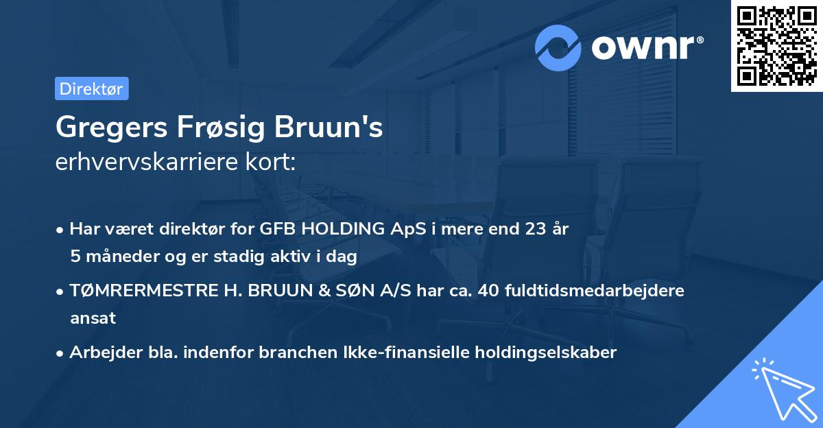 Gregers Frøsig Bruun's erhvervskarriere kort