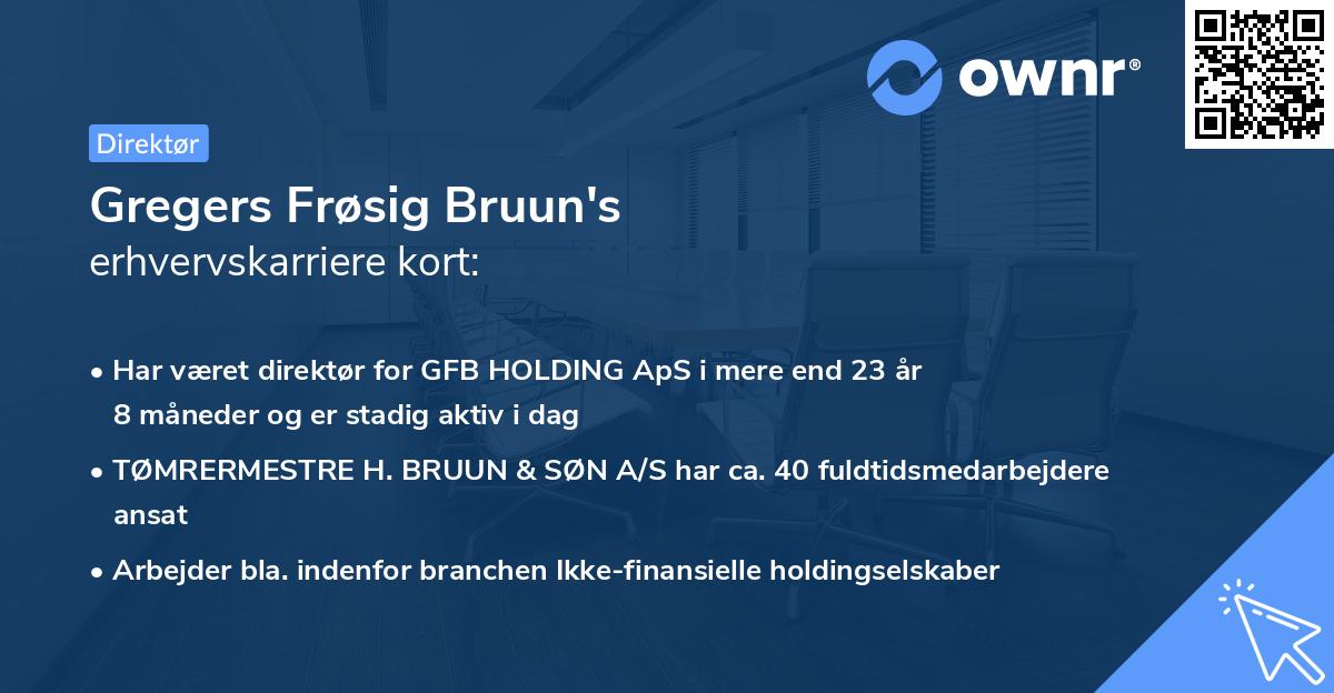 Gregers Frøsig Bruun's erhvervskarriere kort