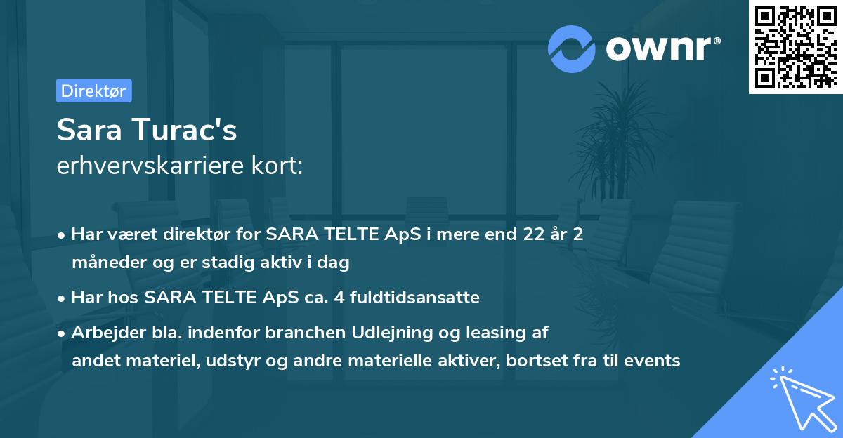 Sara Turac's erhvervskarriere kort