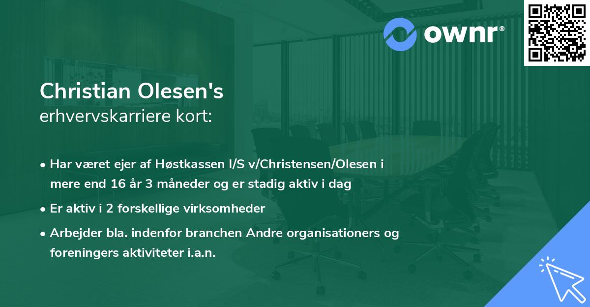 Christian Olesen's erhvervskarriere kort