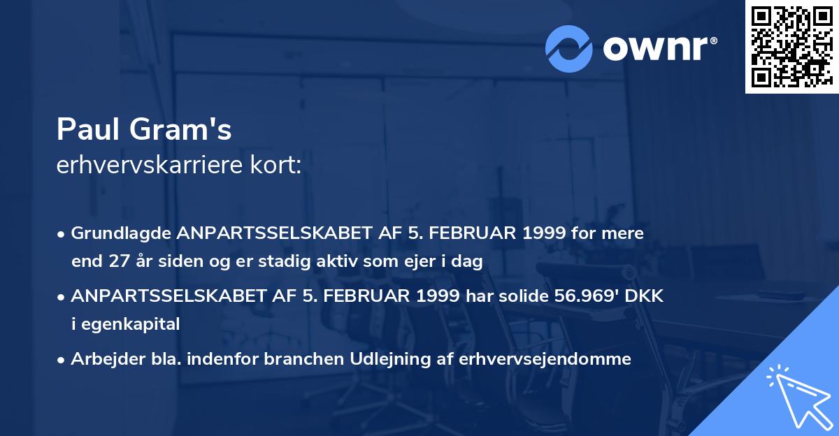 Paul Gram's erhvervskarriere kort