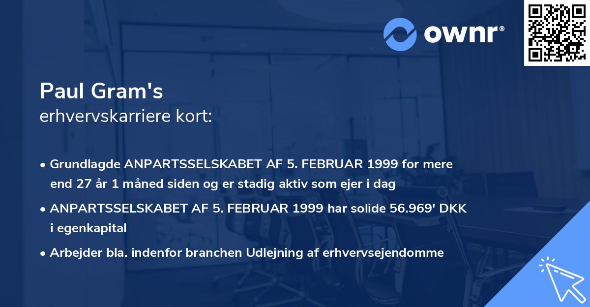 Paul Gram's erhvervskarriere kort