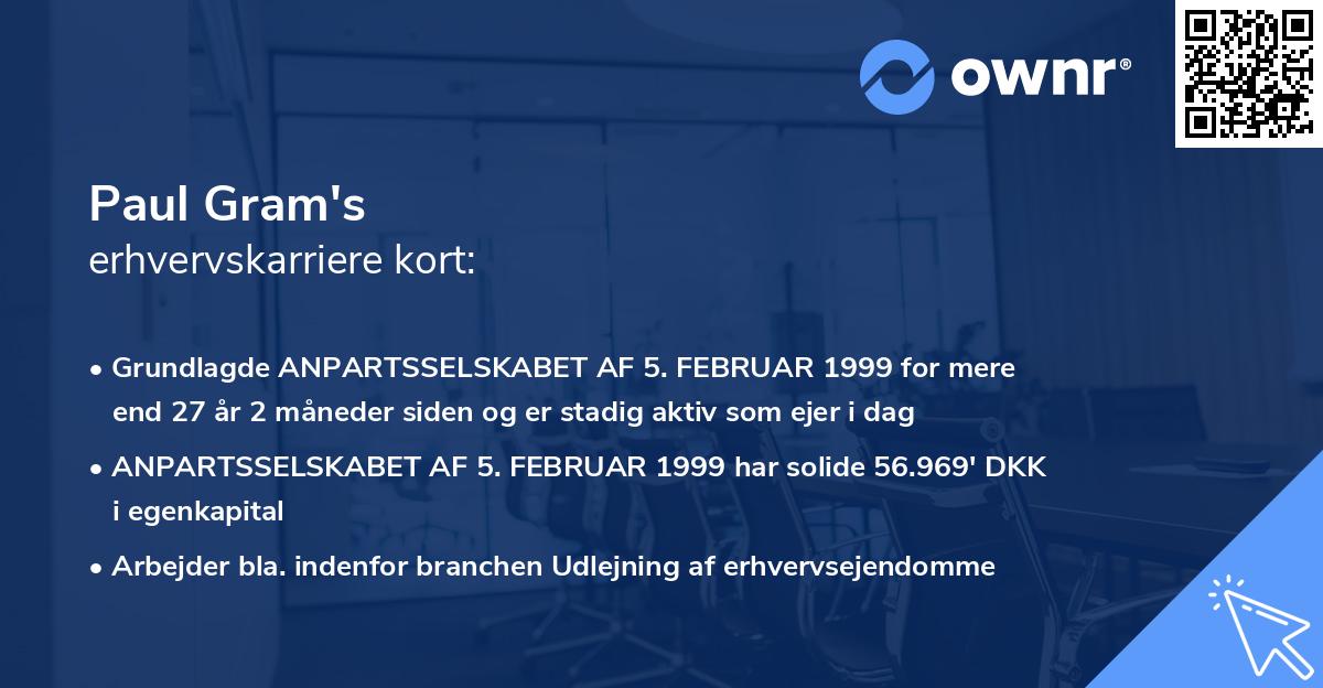 Paul Gram's erhvervskarriere kort