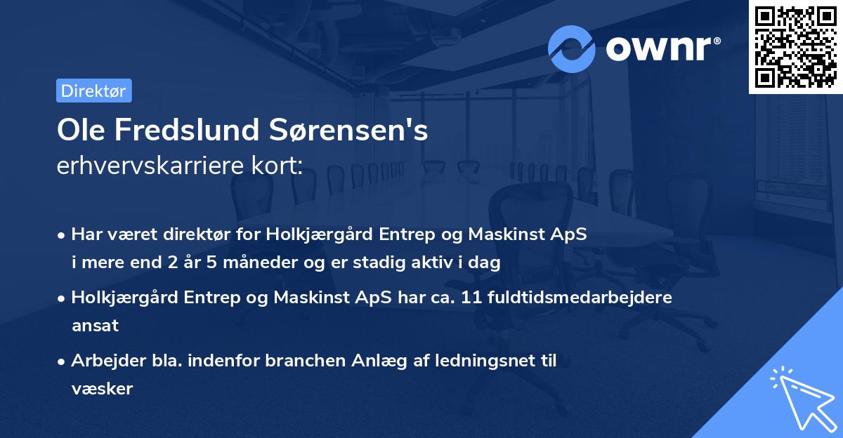 Ole Fredslund Sørensen's erhvervskarriere kort