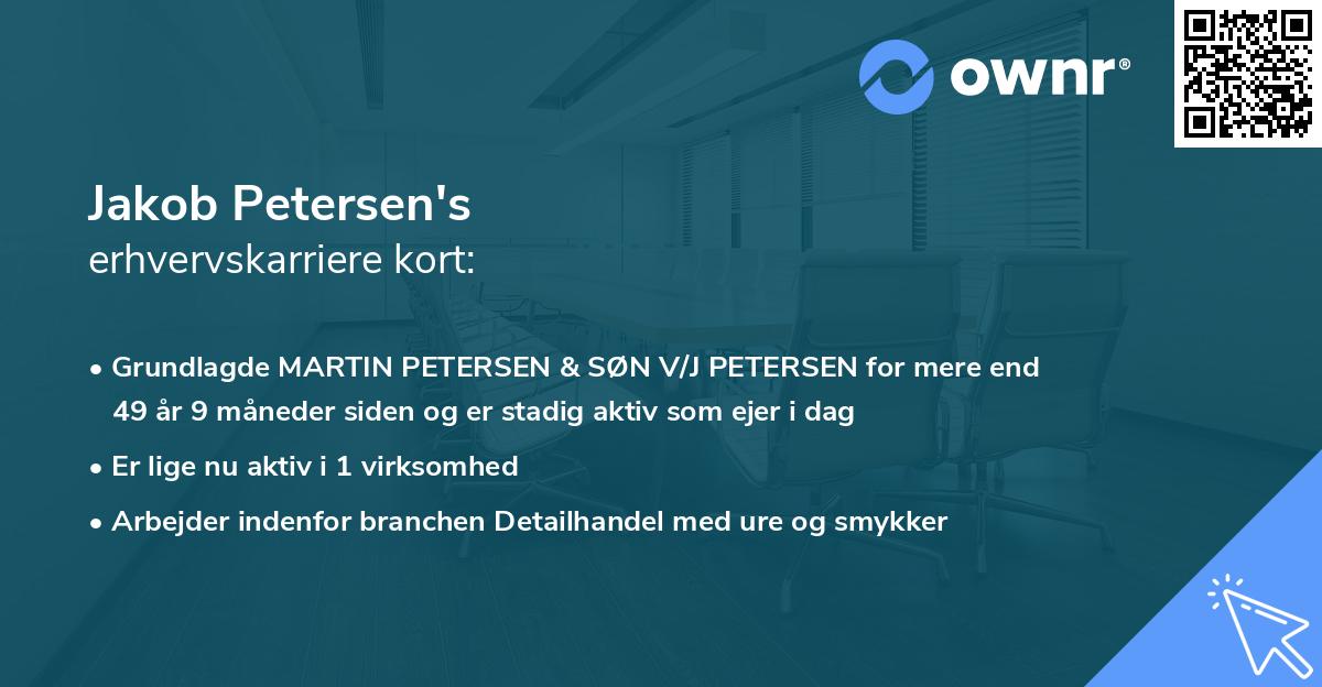 Jakob Petersen's erhvervskarriere kort