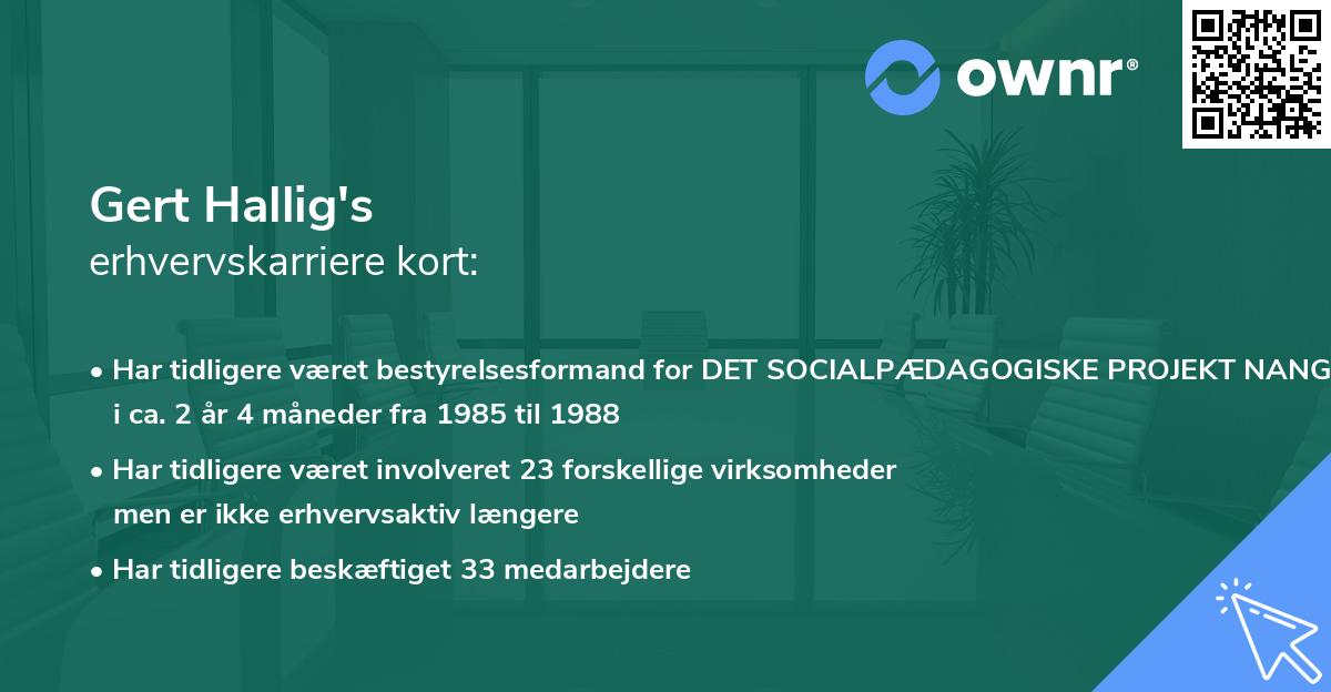 Gert Hallig's erhvervskarriere kort