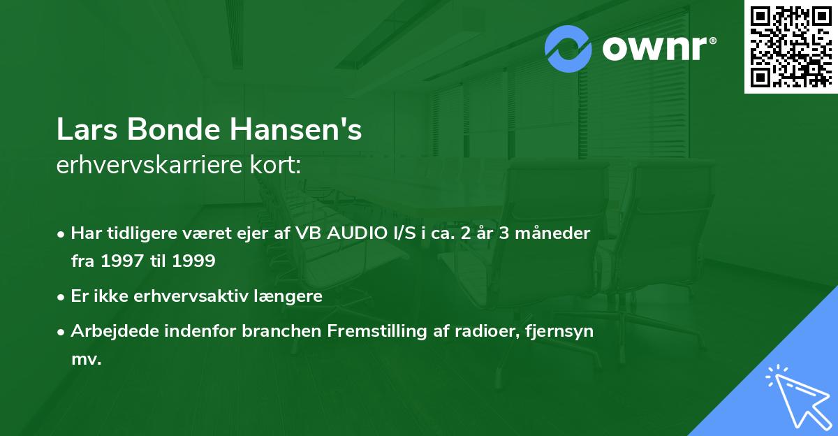 Lars Bonde Hansen's erhvervskarriere kort