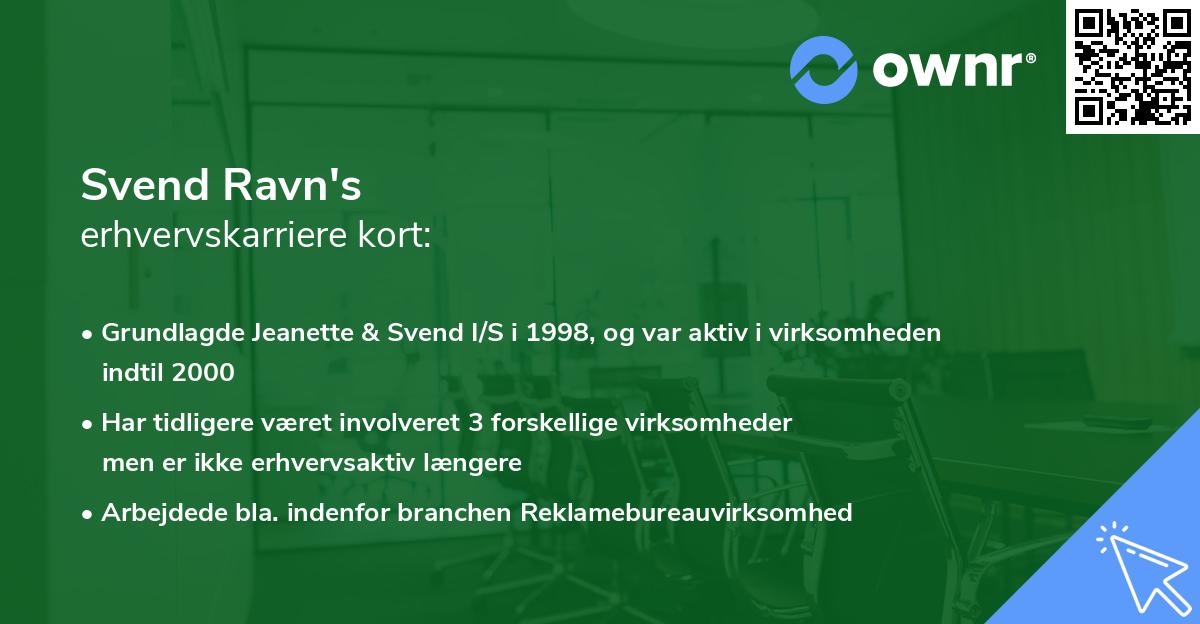 Svend Ravn's erhvervskarriere kort