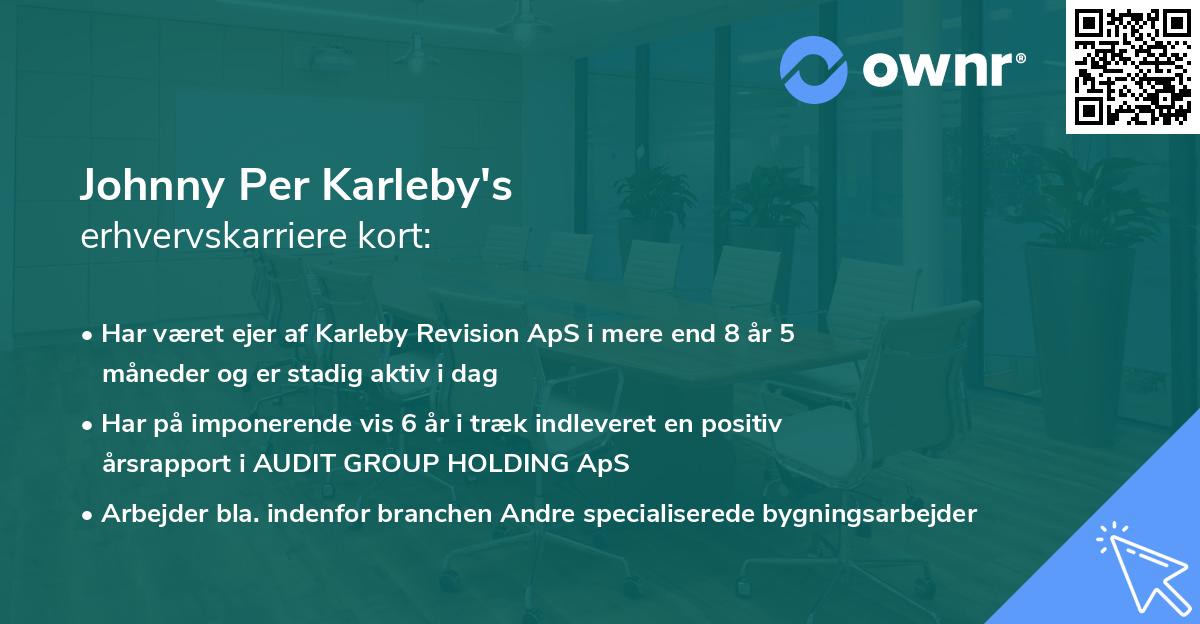 Johnny Per Karleby's erhvervskarriere kort