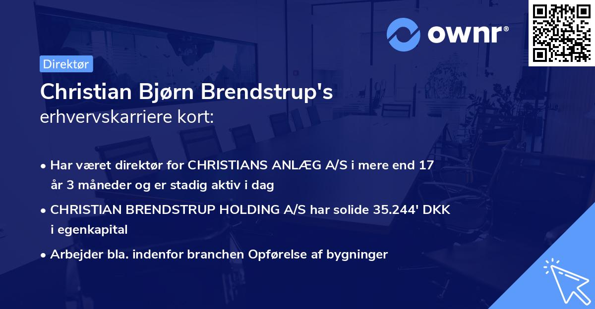 Christian Bjørn Brendstrup's erhvervskarriere kort