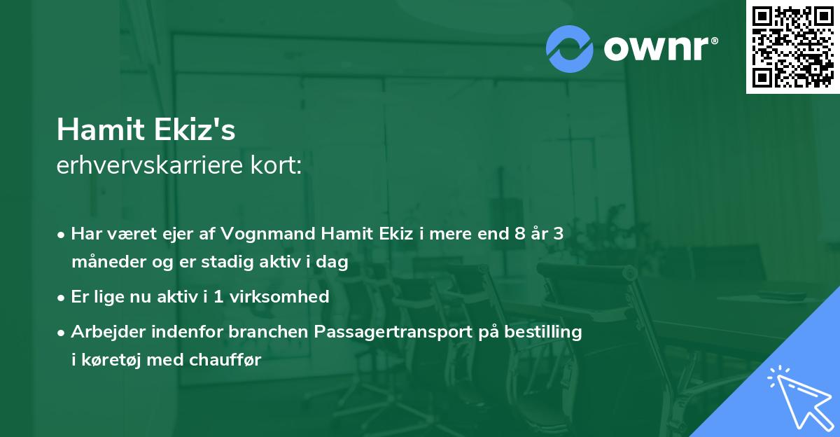 Hamit Ekiz's erhvervskarriere kort