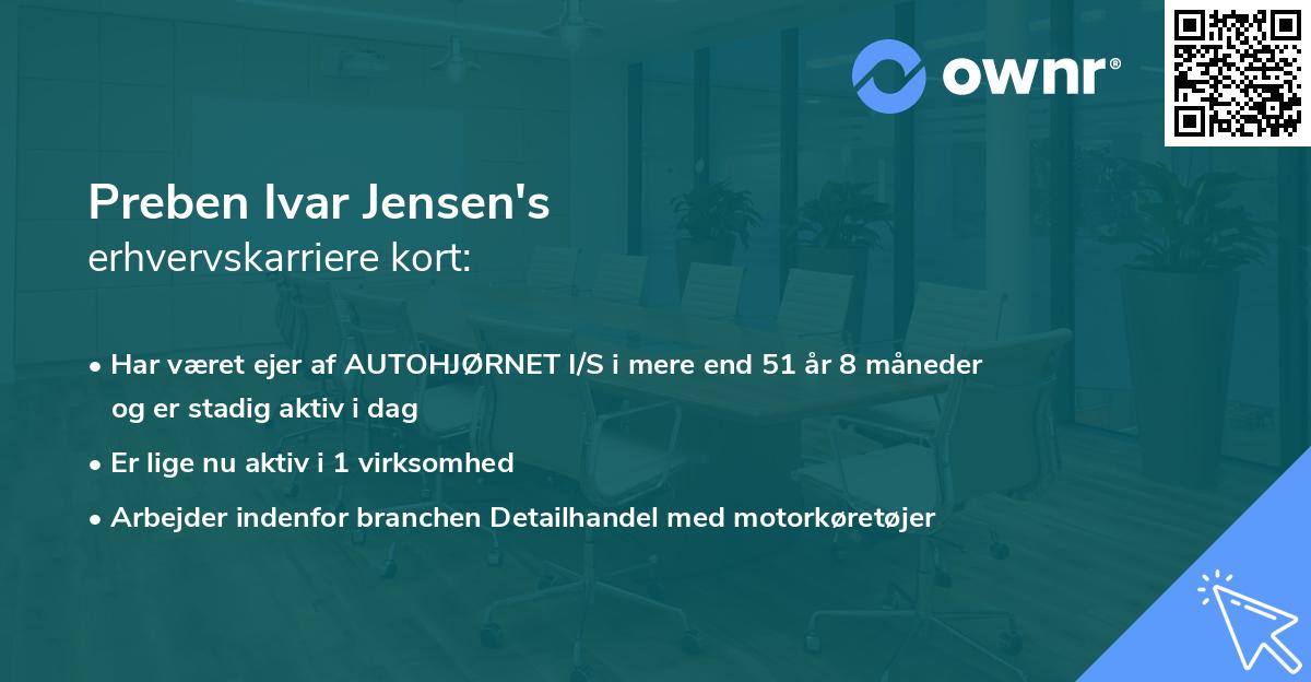 Preben Ivar Jensen's erhvervskarriere kort