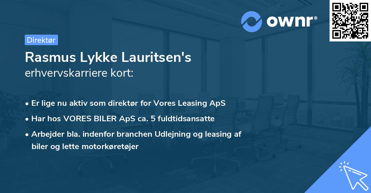 Rasmus Lykke Lauritsen's erhvervskarriere kort