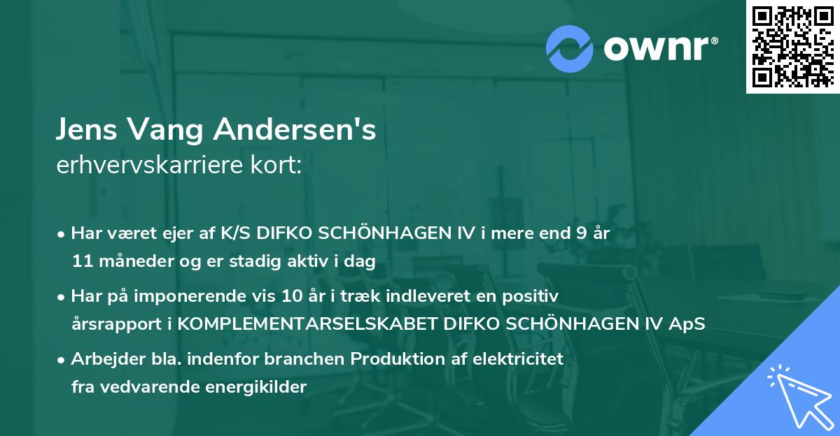 Jens Vang Andersen's erhvervskarriere kort