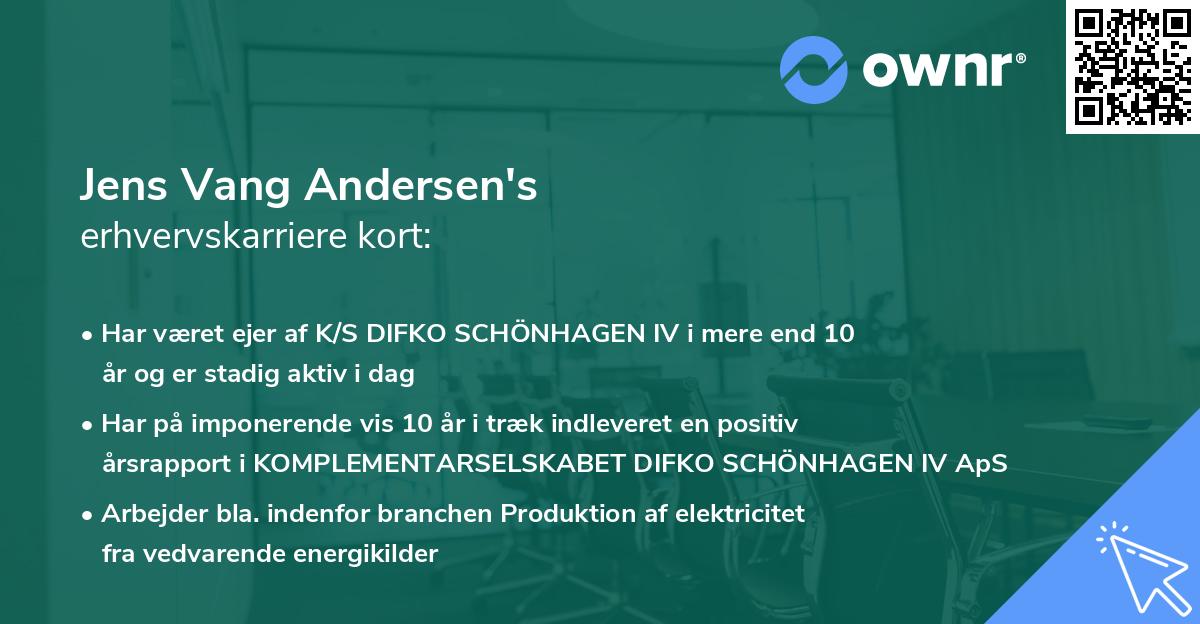 Jens Vang Andersen's erhvervskarriere kort