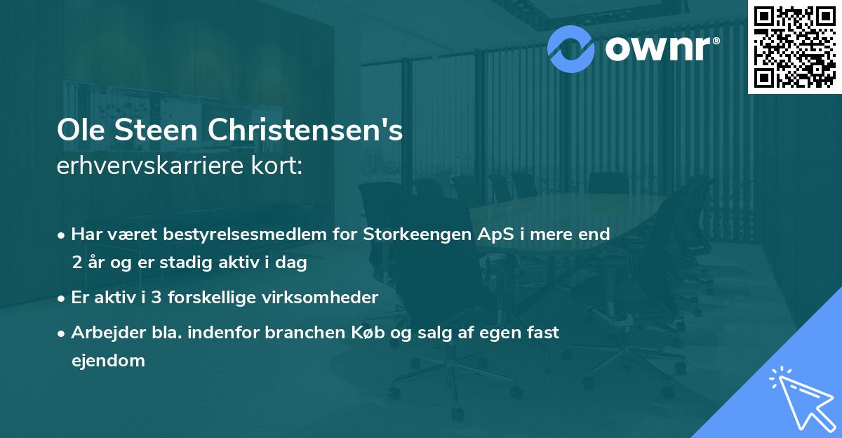 Ole Steen Christensen's erhvervskarriere kort