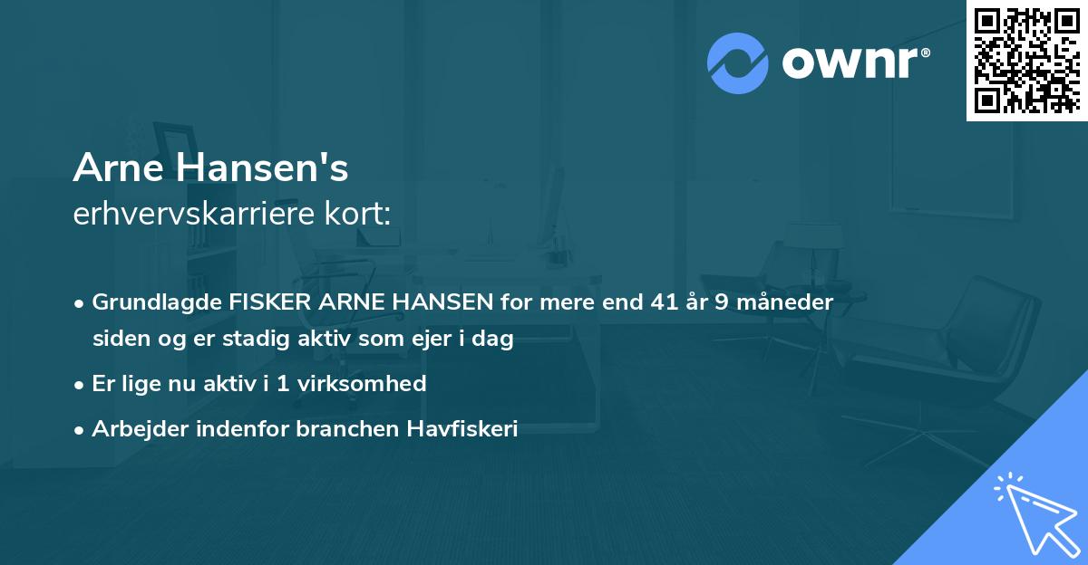 Arne Hansen's erhvervskarriere kort