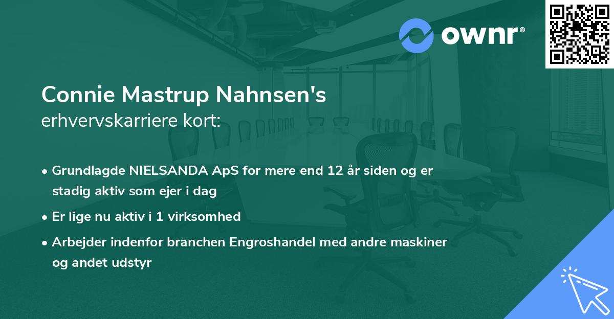 Connie Mastrup Nahnsen's erhvervskarriere kort