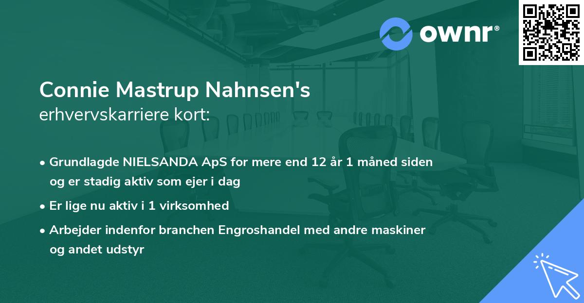 Connie Mastrup Nahnsen's erhvervskarriere kort