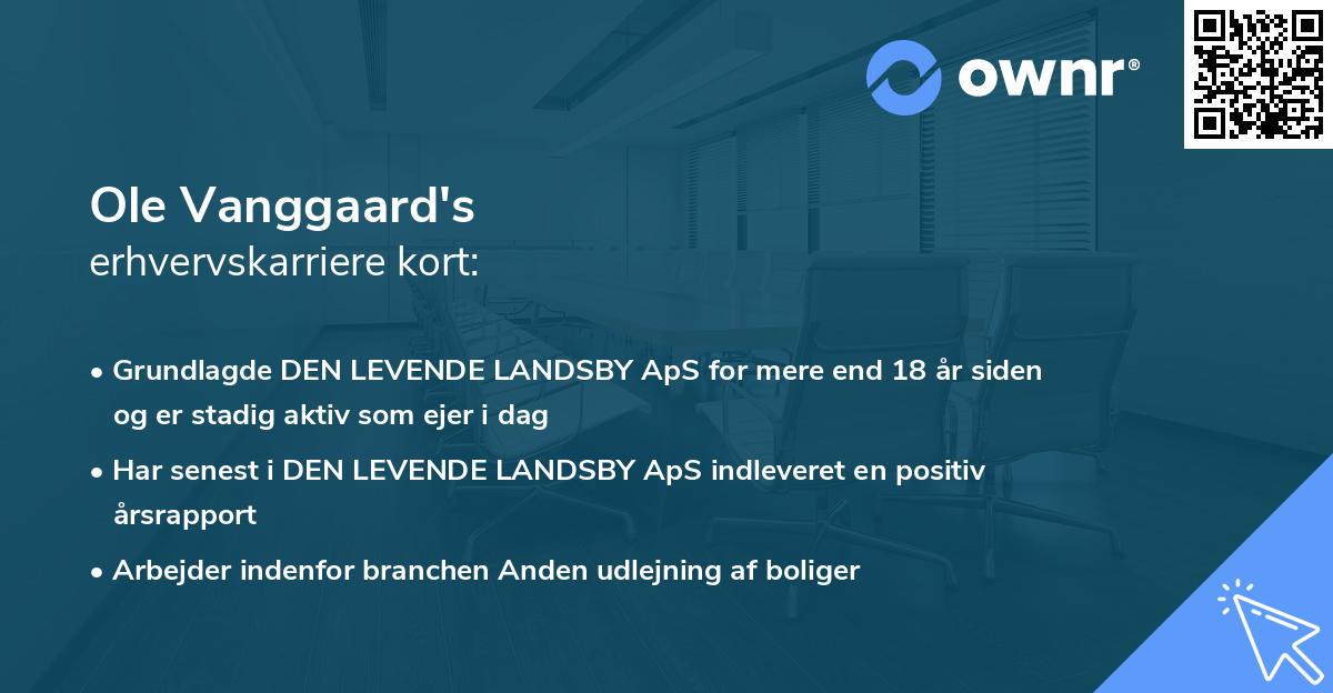 Ole Vanggaard's erhvervskarriere kort