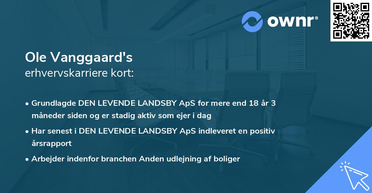 Ole Vanggaard's erhvervskarriere kort