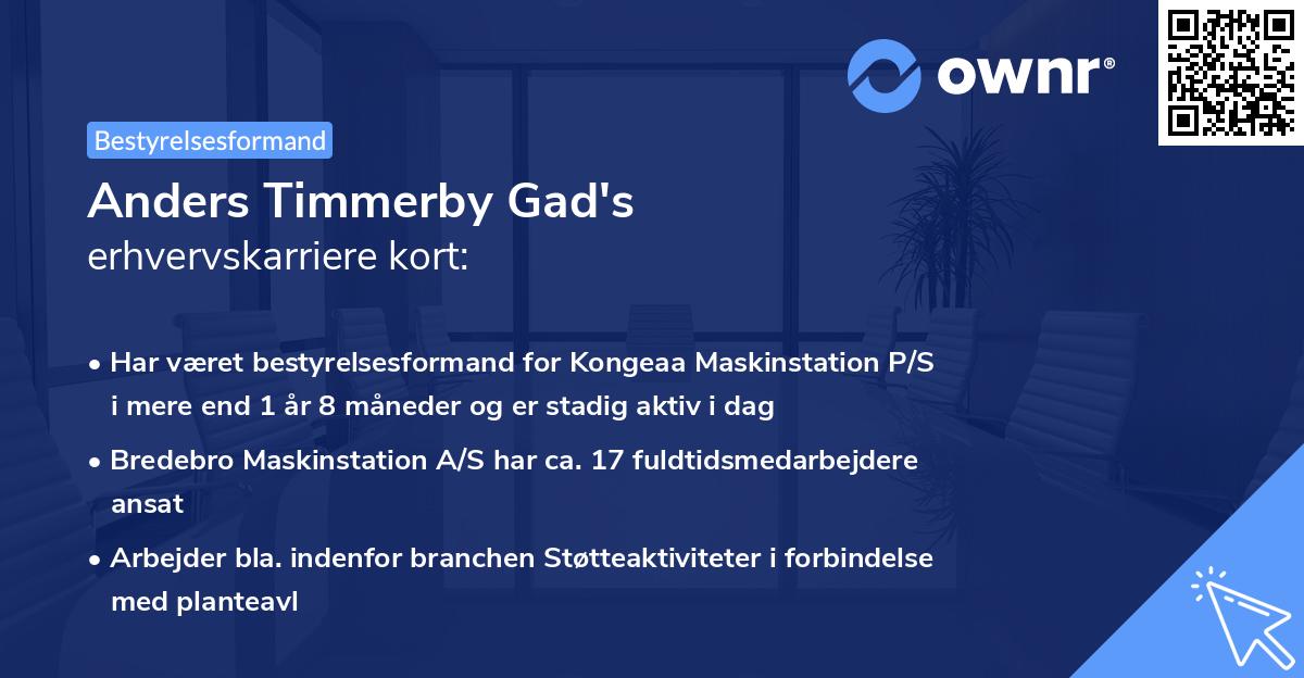 Anders Timmerby Gad's erhvervskarriere kort