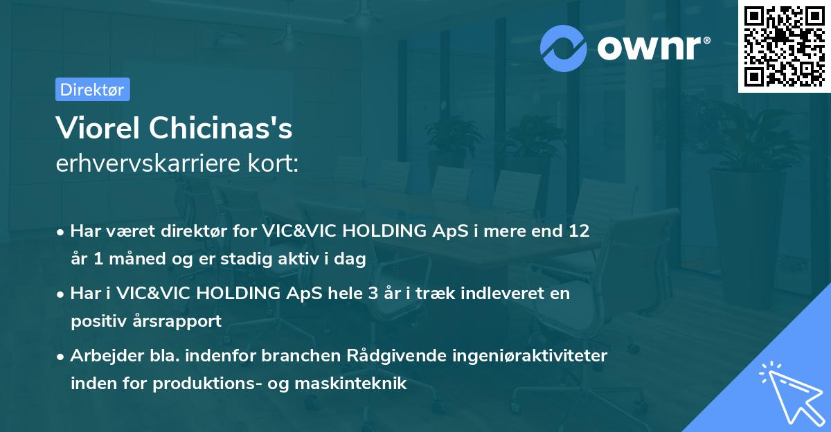 Viorel Chicinas's erhvervskarriere kort