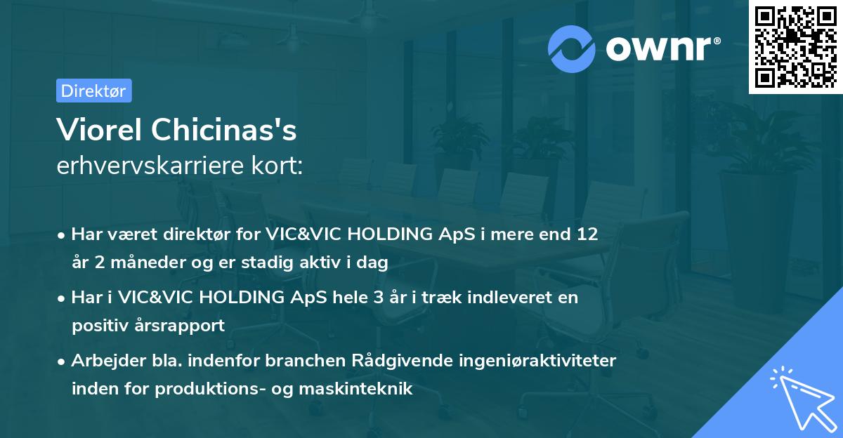 Viorel Chicinas's erhvervskarriere kort