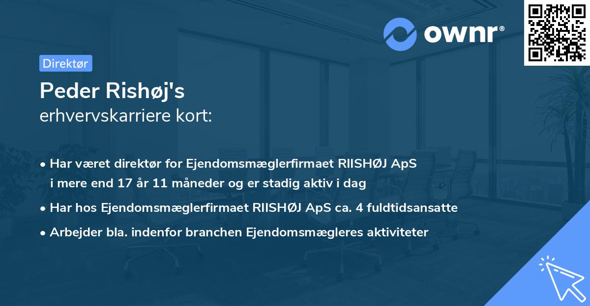 Peder Rishøj's erhvervskarriere kort