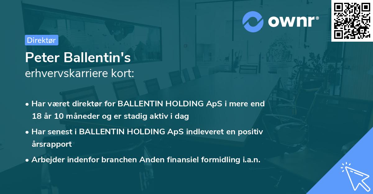 Peter Ballentin's erhvervskarriere kort