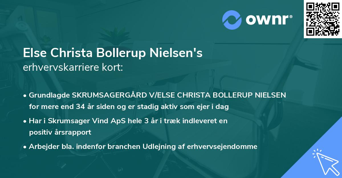 Else Christa Bollerup Nielsen's erhvervskarriere kort
