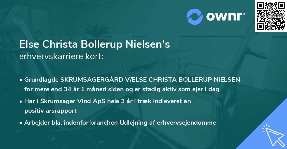 Else Christa Bollerup Nielsen's erhvervskarriere kort